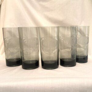 Du Pont Victoria Texas Plant 25th Anniversary Glasses 1976 Smoky Tumbler set 5